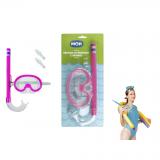 Máscara De Mergulho E Snorkel Infantil Rosa Mor